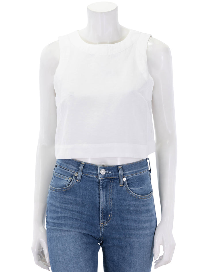 quinn linen tank in white