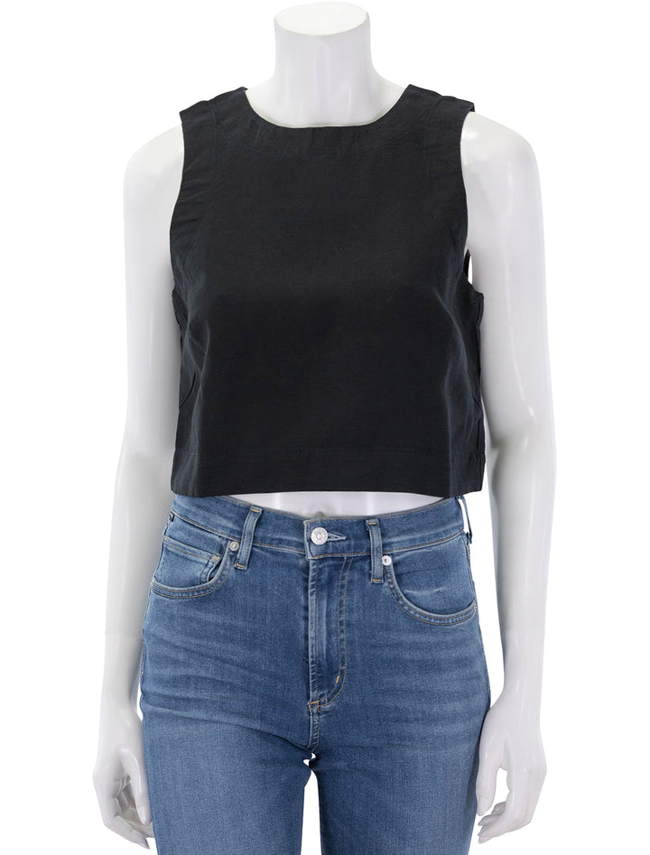 quinn linen tank in black