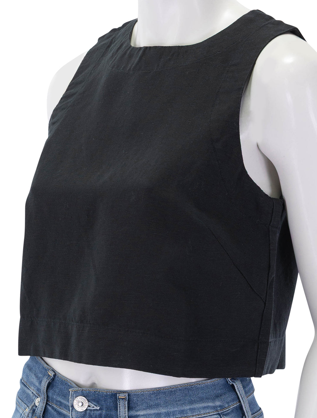 quinn linen tank in black