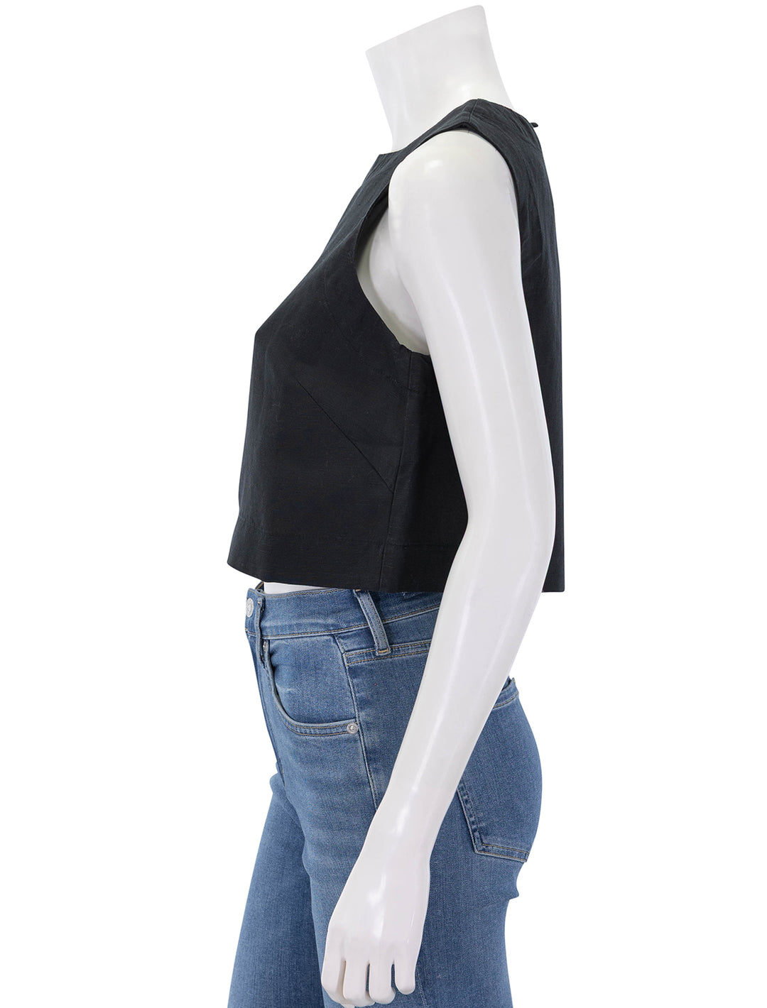 quinn linen tank in black