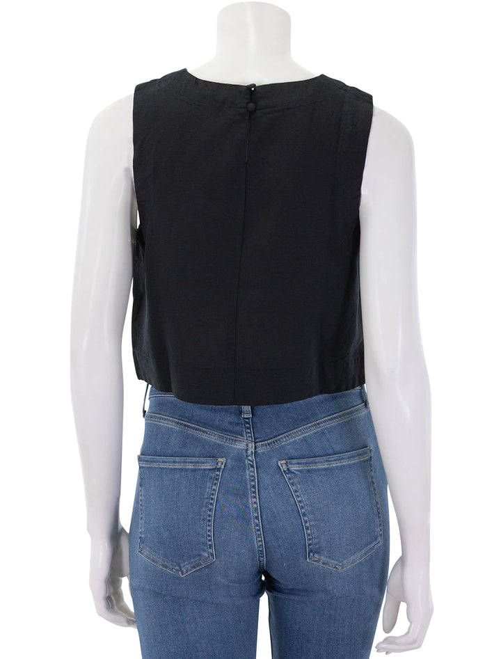 quinn linen tank in black