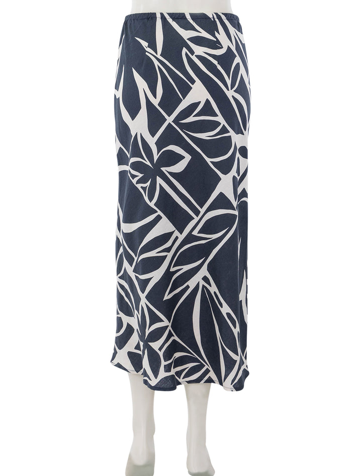 back view of avery midi skirt in midnight mosaic