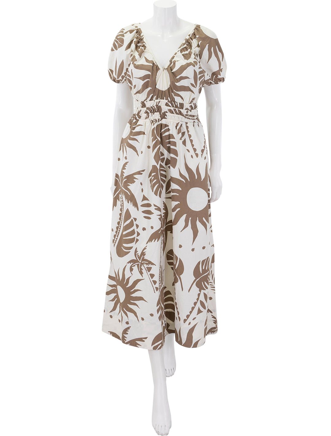 front view of emery poplin dress in slarlit desert