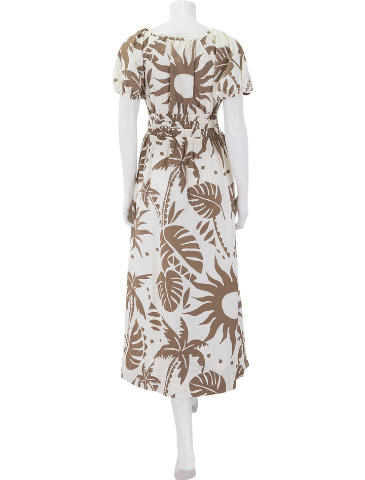 back view of emery poplin dress in slarlit desert