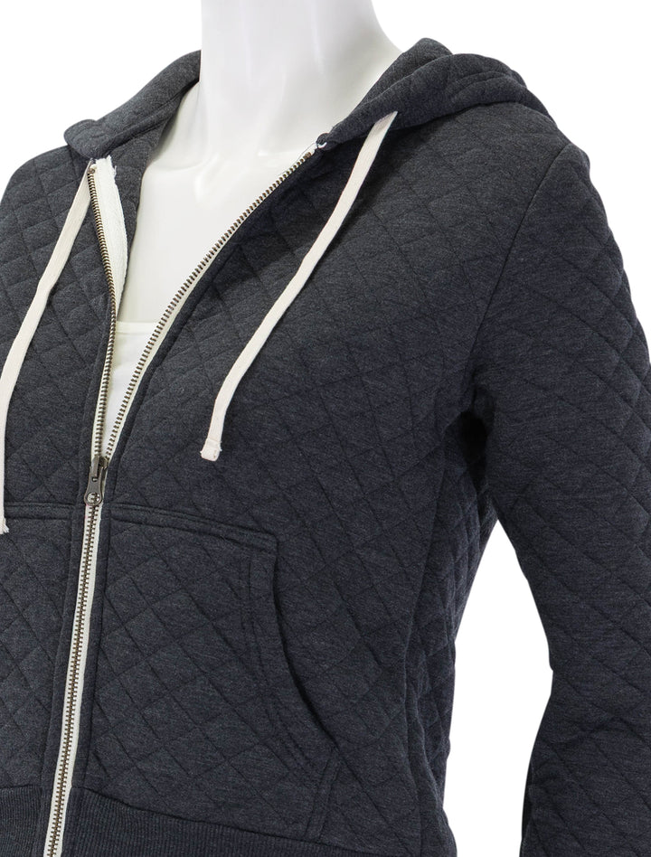 corbet full zip quilted hoodie in dark heather grey