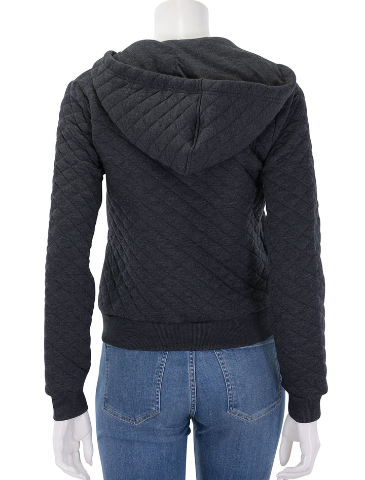 corbet full zip quilted hoodie in dark heather grey