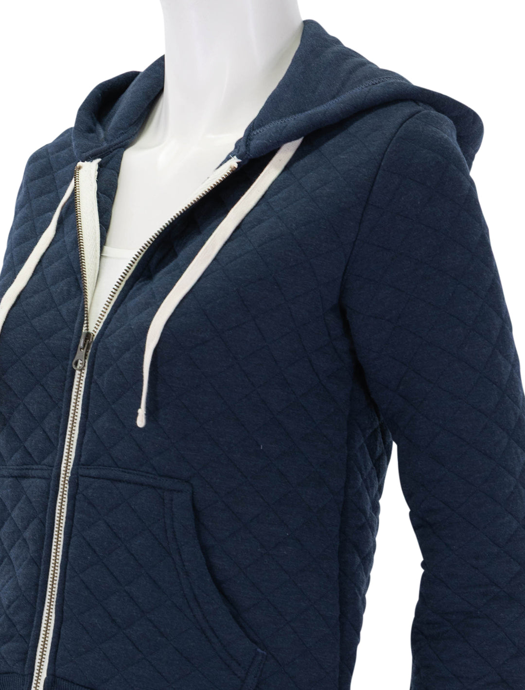 corbet full zip quilted hoodie in navy