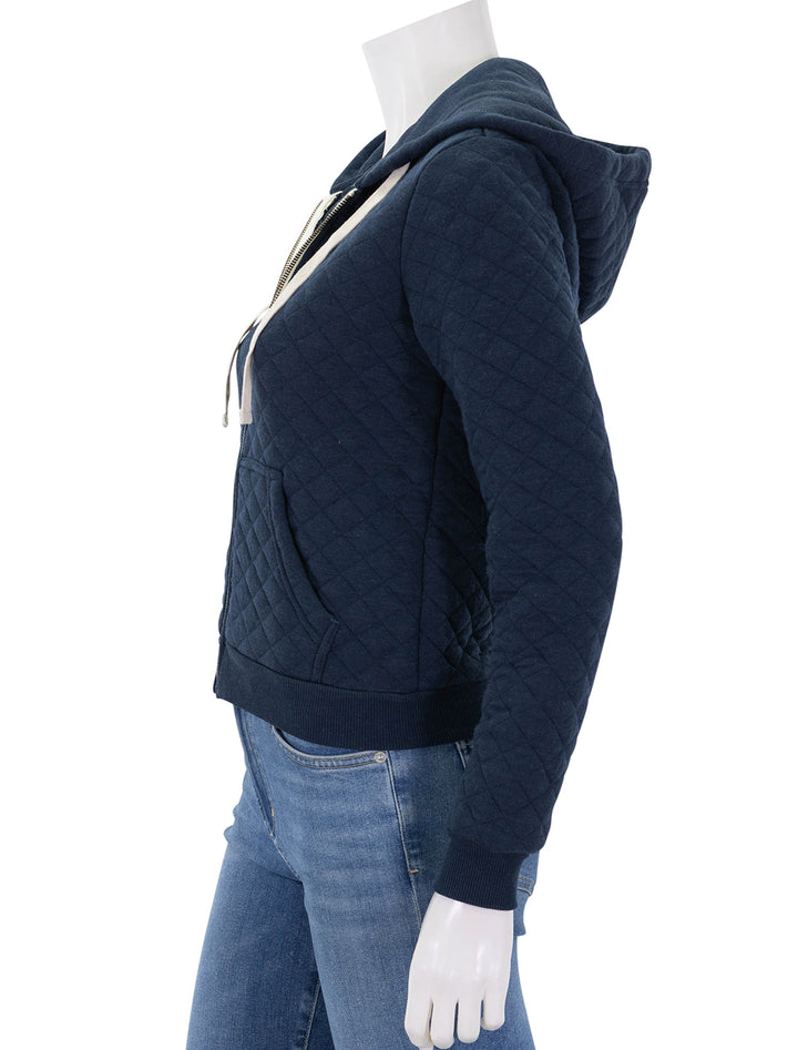 corbet full zip quilted hoodie in navy