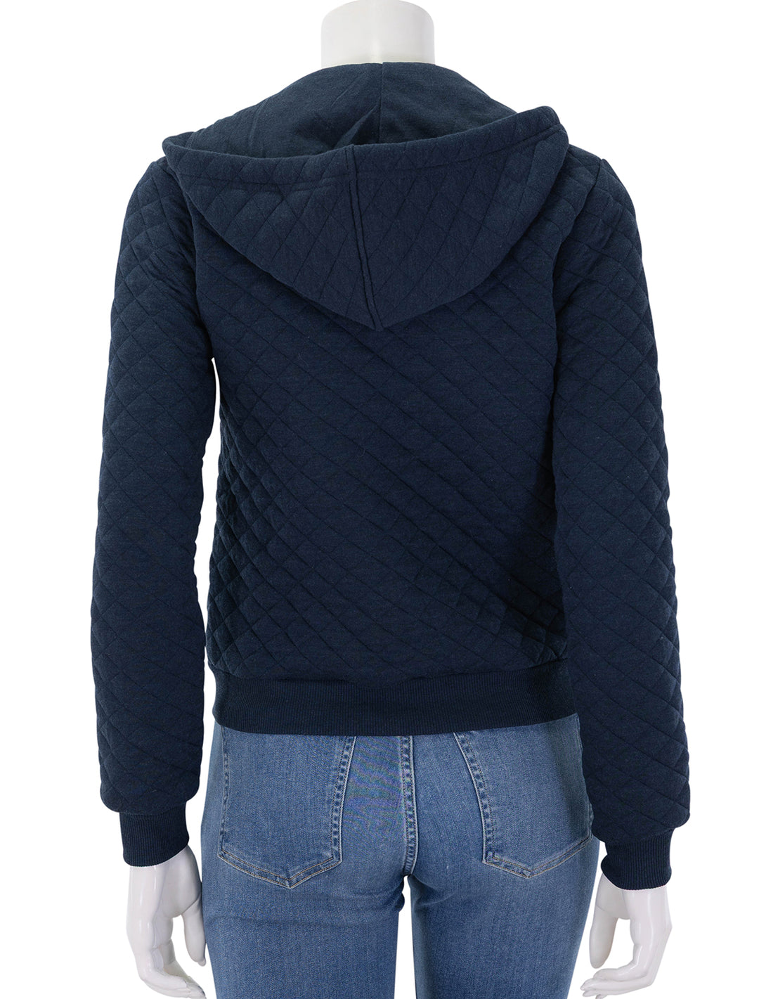 corbet full zip quilted hoodie in navy