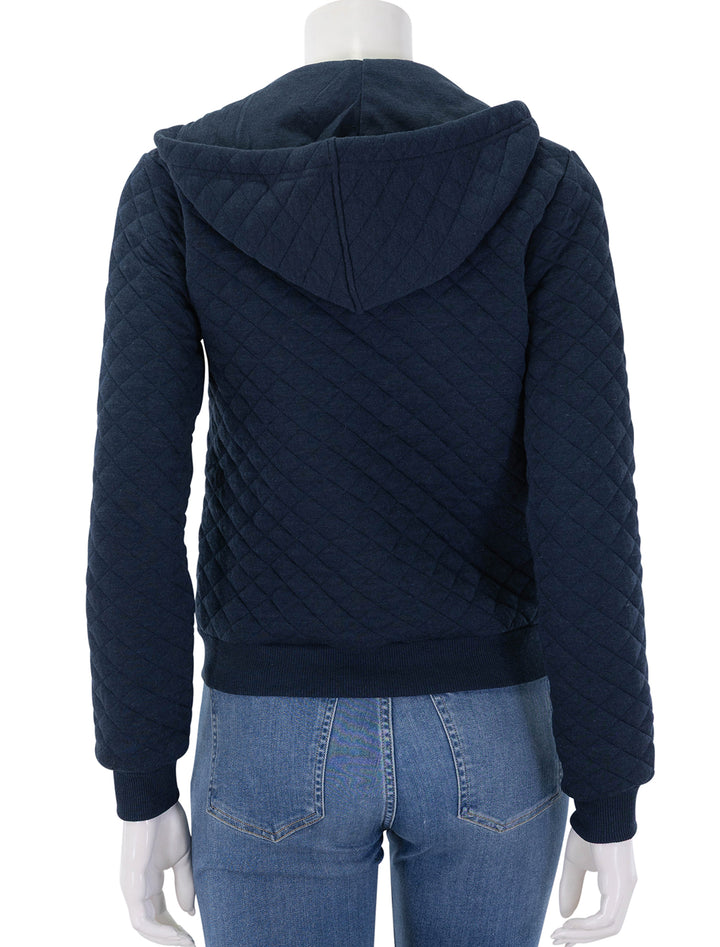 corbet full zip quilted hoodie in navy
