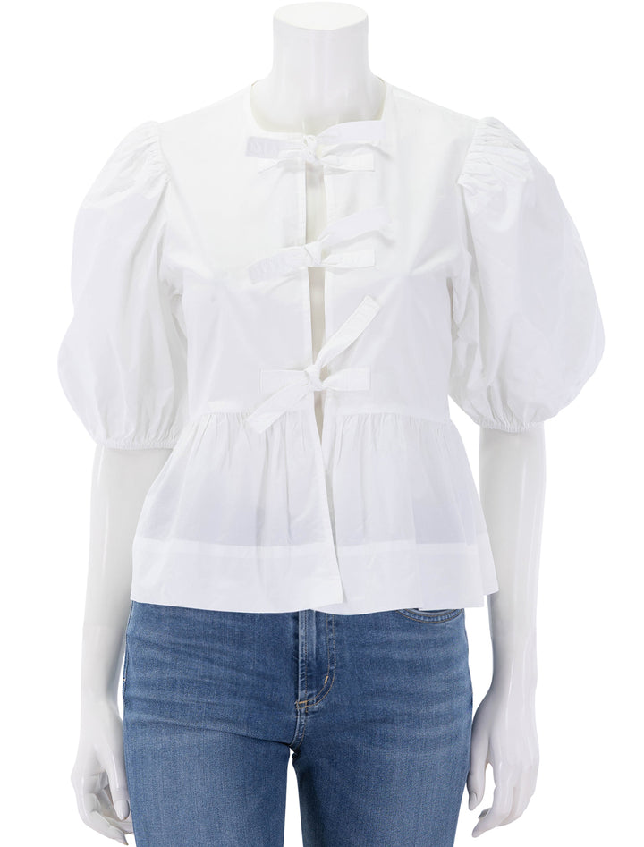 cotton poplin peplum blouse in bright white