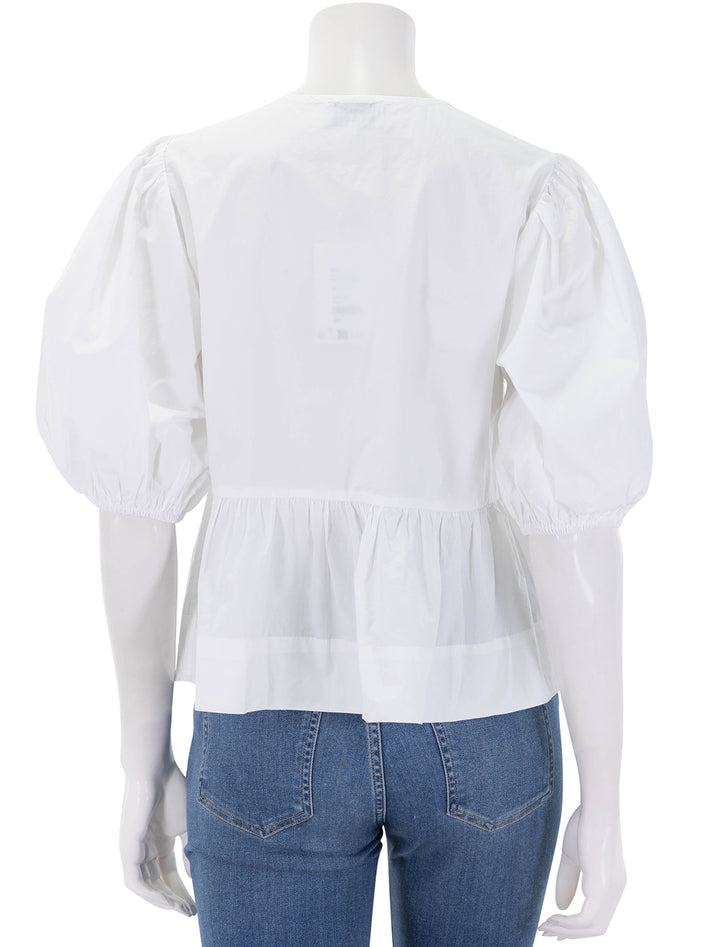 cotton poplin peplum blouse in bright white