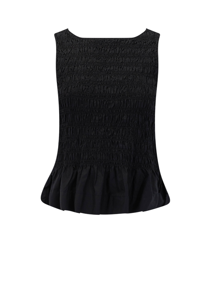 smock tie string top in black