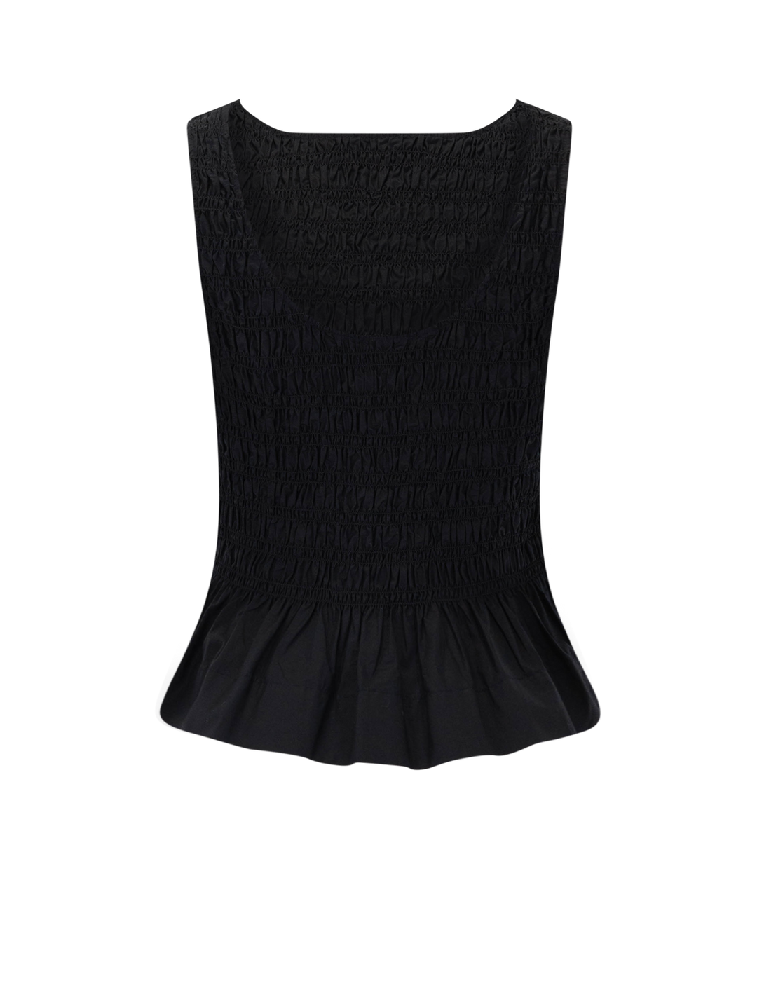 smock tie string top in black