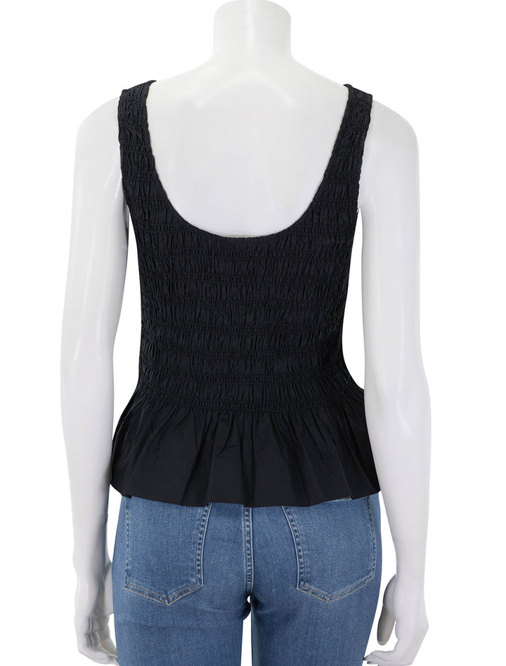 back view of smock tie string top in black