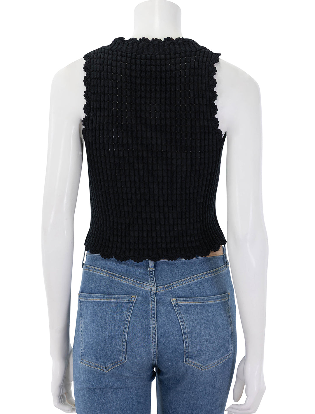 cotton textured lace top in black