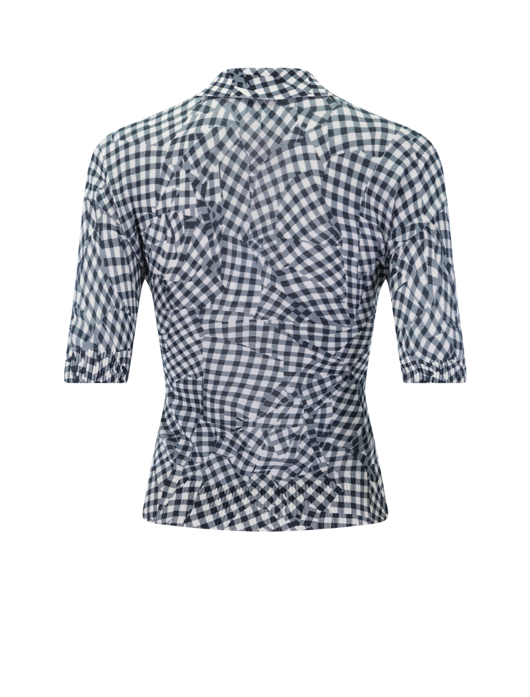 sheer cotton printed polo in black