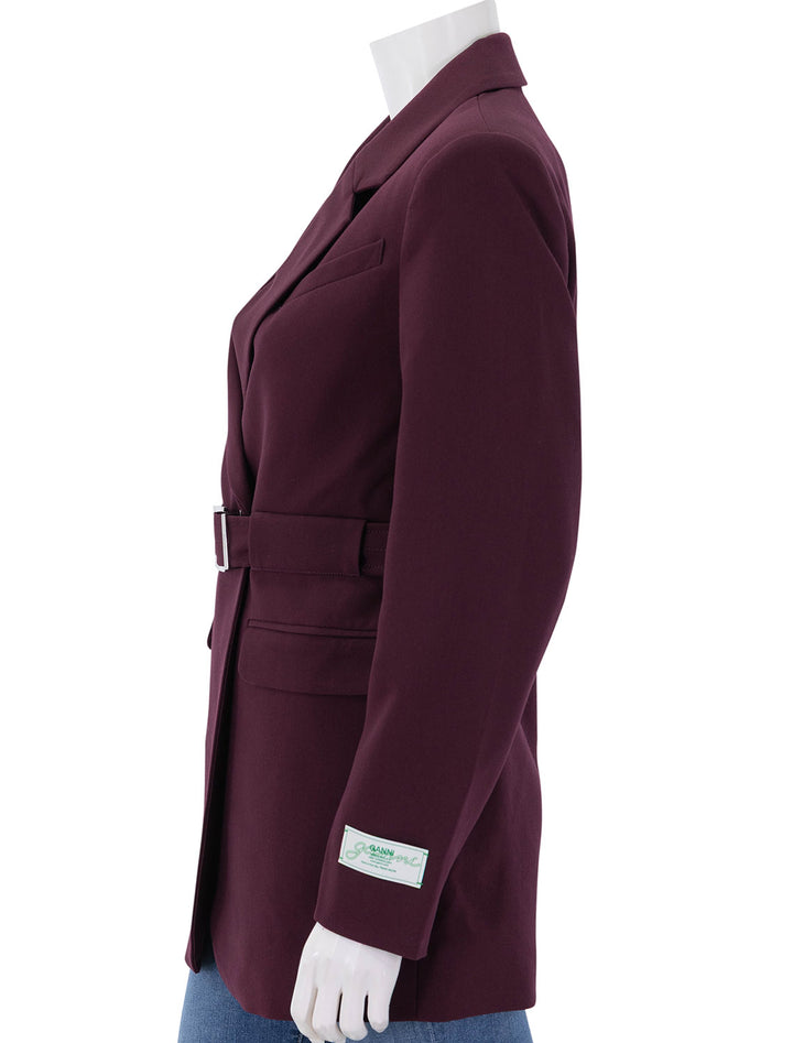 side view of twill suiting blazer in port royale