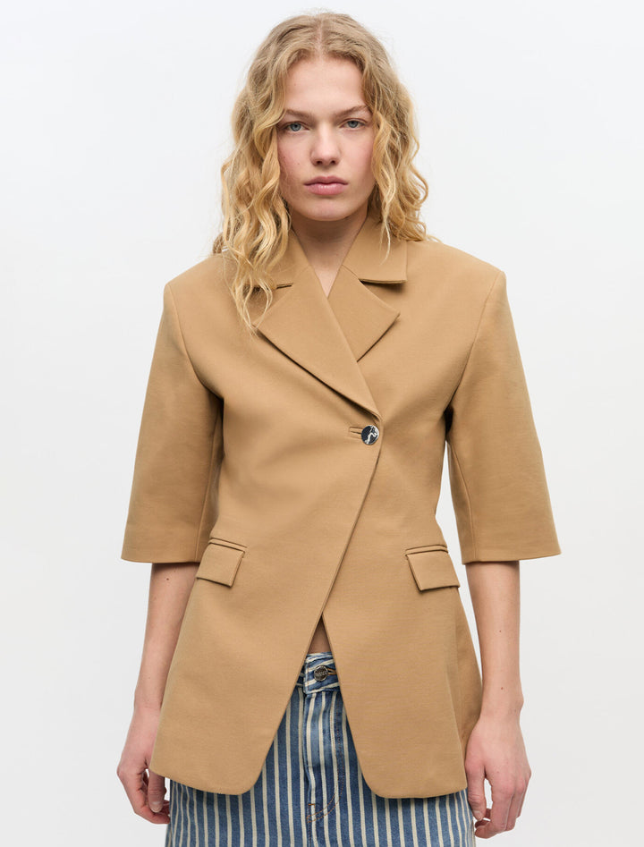 3/4 sleeve blazer in tigers eye