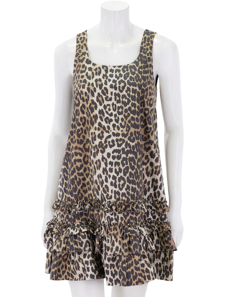 leopard ruffle tank dress