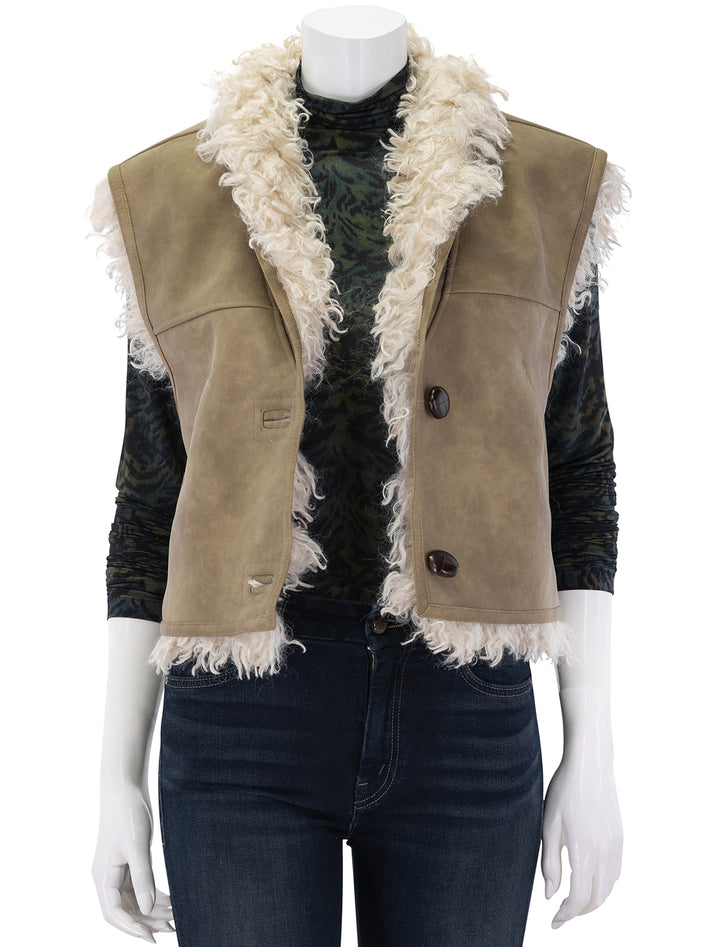 clara faux curly shearling vest