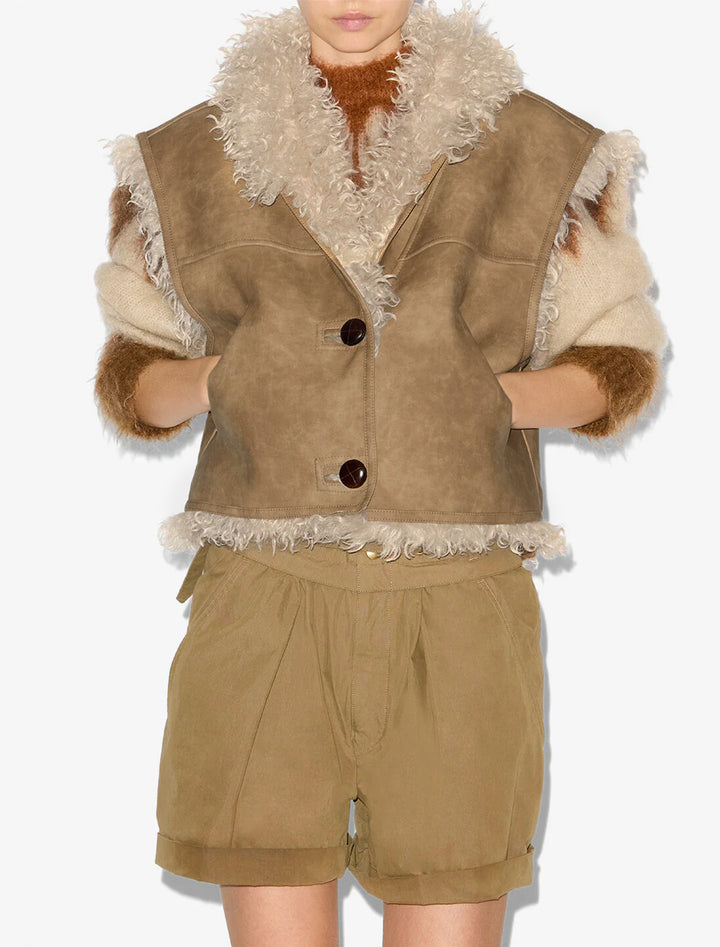 clara faux curly shearling vest