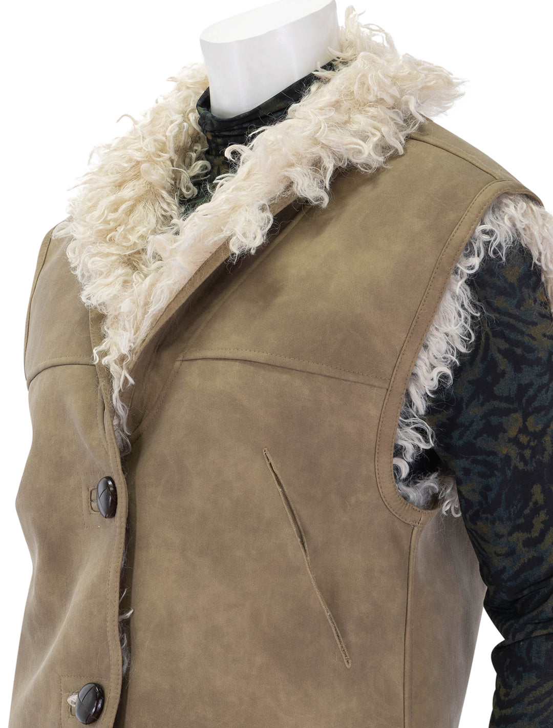 clara faux curly shearling vest