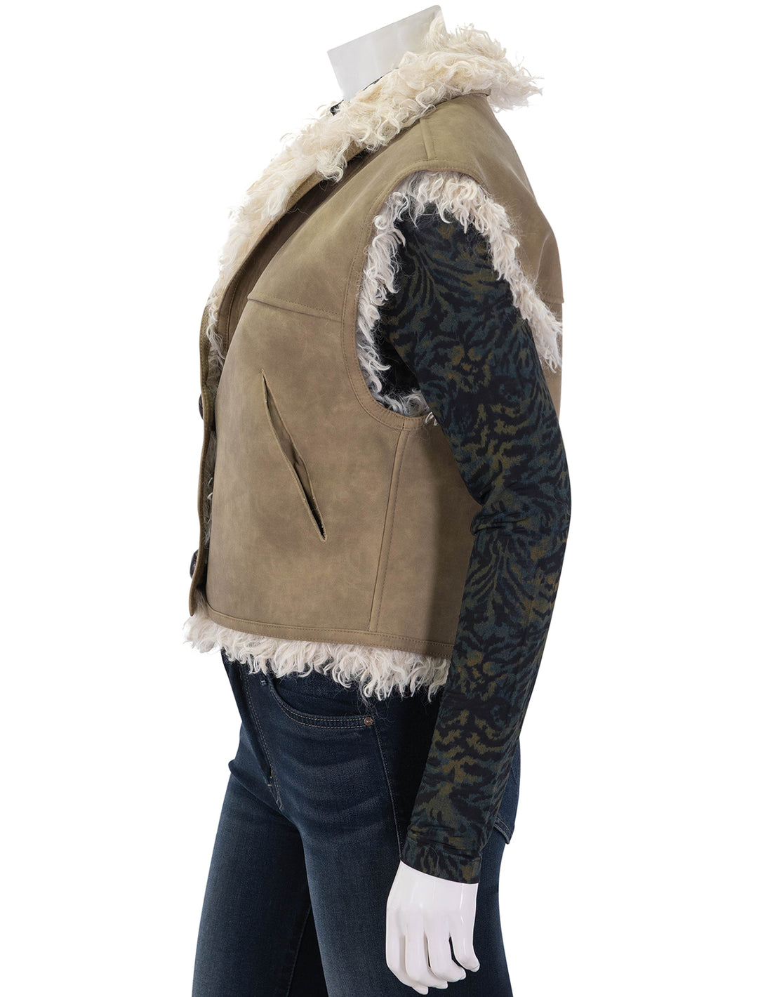 clara faux curly shearling vest