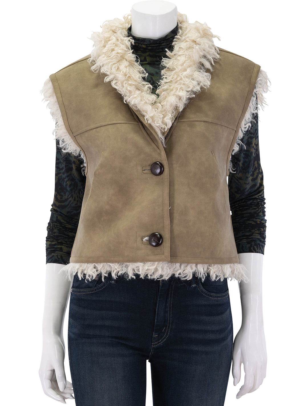 clara faux curly shearling vest