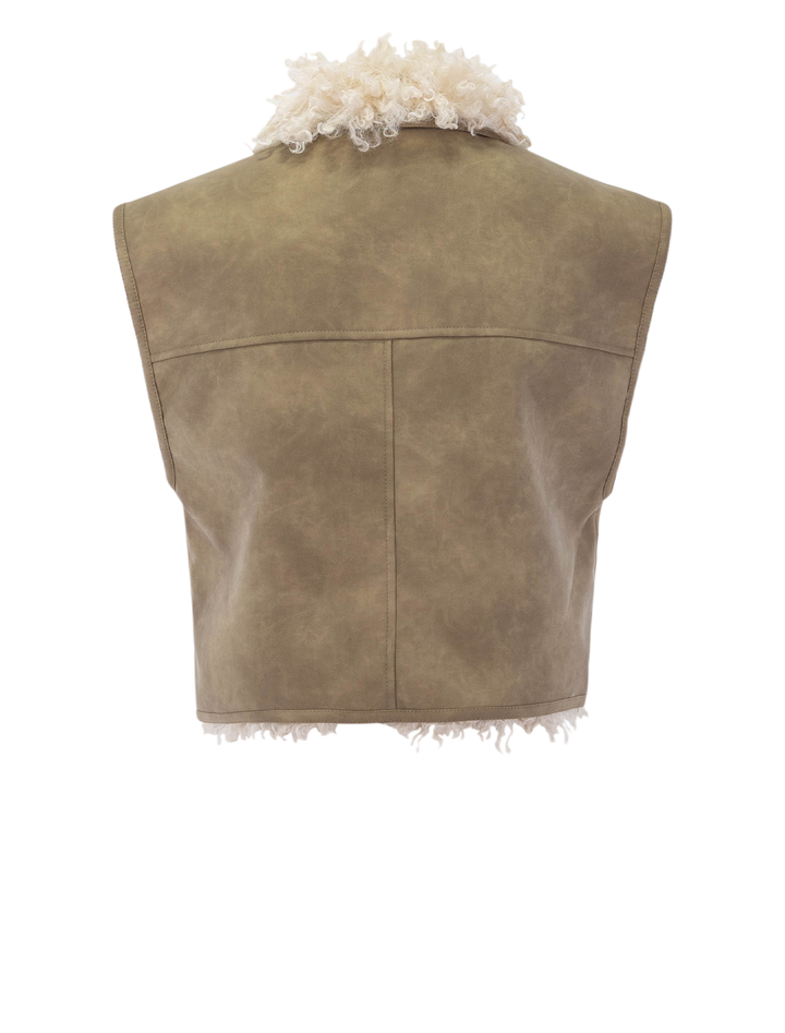 clara faux curly shearling vest