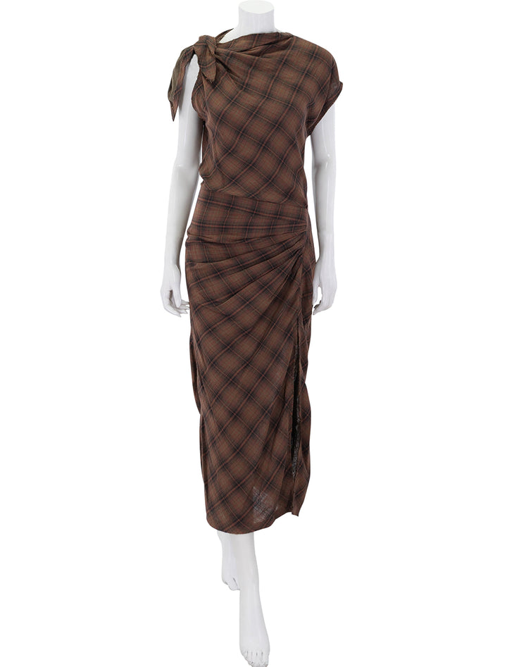 naerys dress in dark bronze plaid