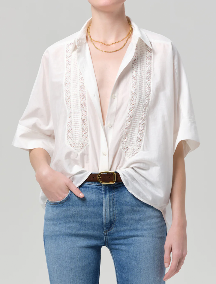 claire shirt with lace inset