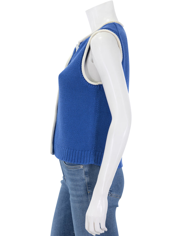 bridget tipped vest in cosmic blue with ivory