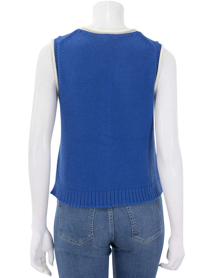 bridget tipped vest in cosmic blue with ivory