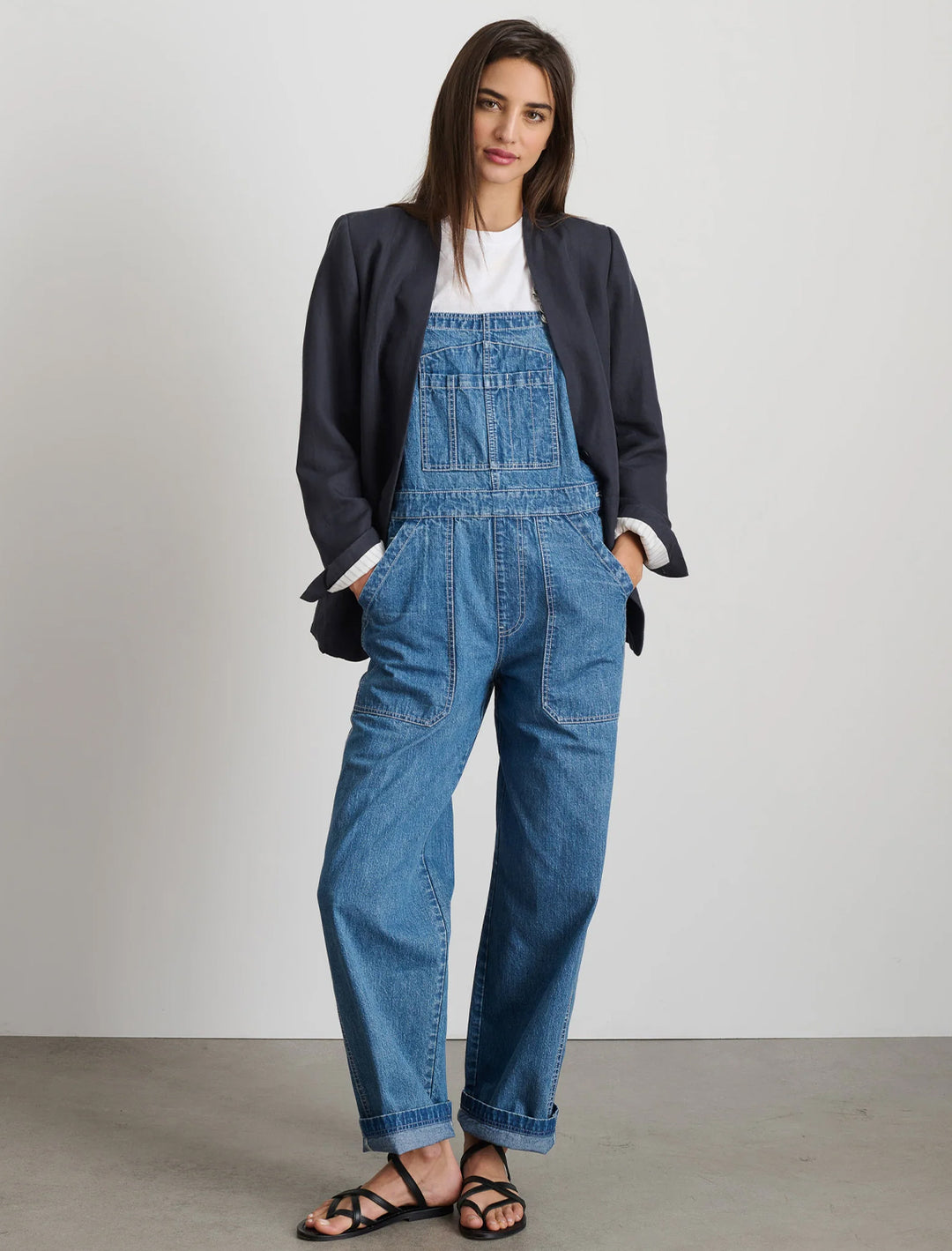 lili overall in denim in paris medium wash