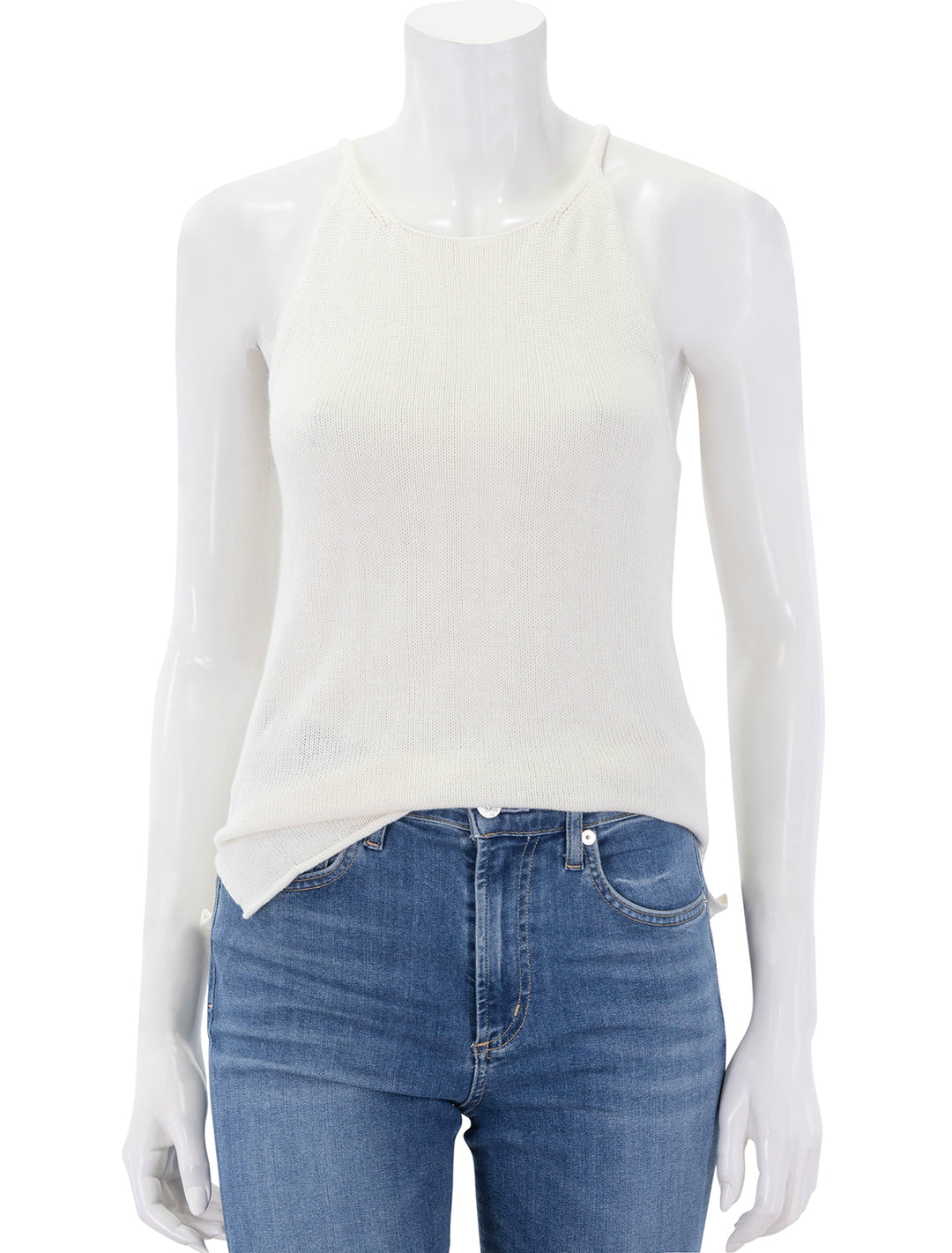 front view of josie tank in pearl linen cotton