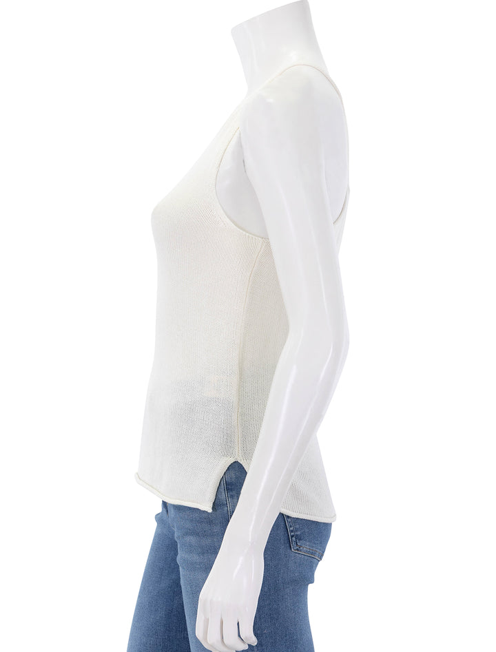 side view of josie tank in pearl linen cotton