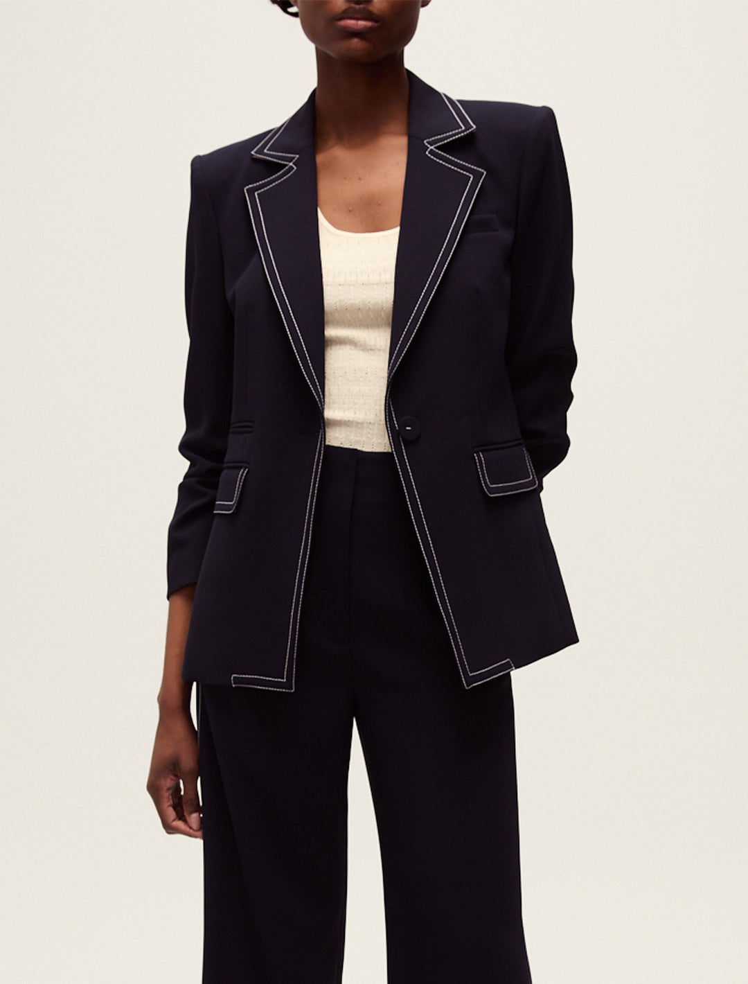 battista dickey jacket in navy with piping