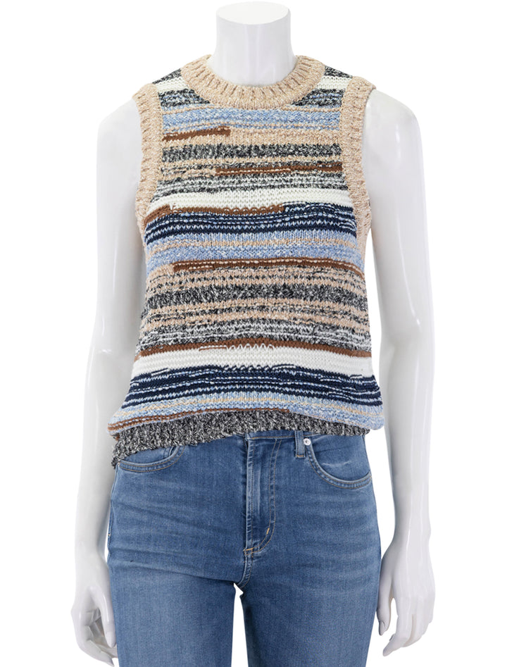 cropped jerrel knit tank in whiskey multi
