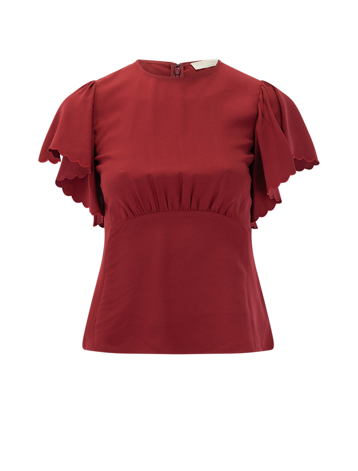 nejma flutter sleeve blouse in dahlia