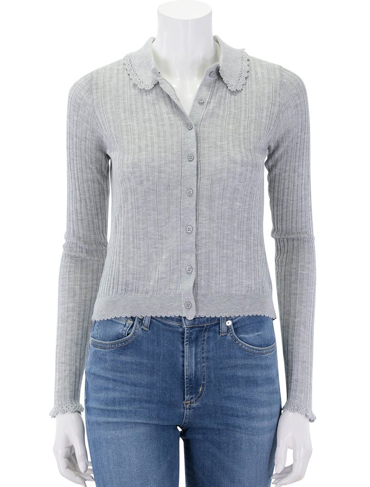 front view of lottie knit cardigan in slate