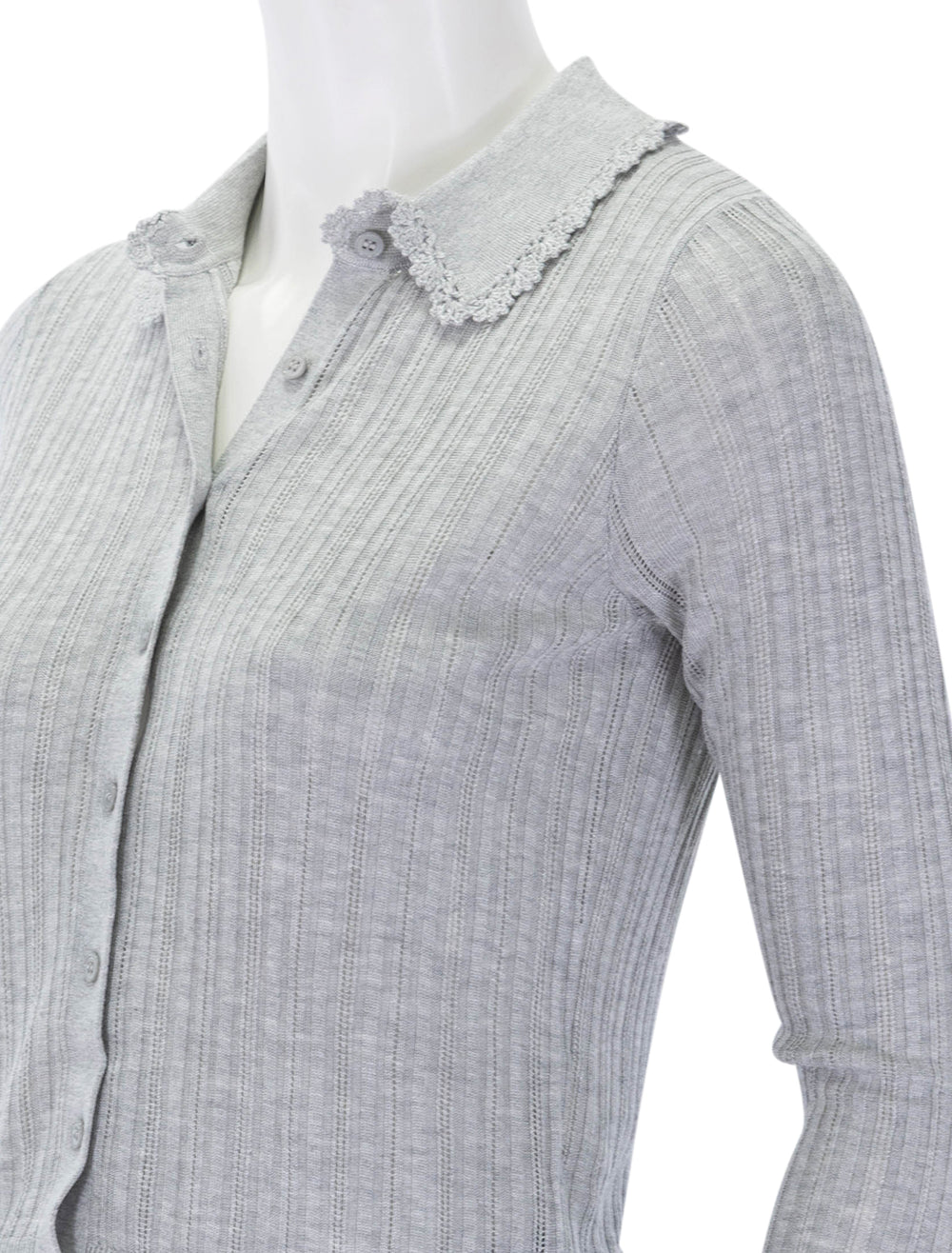 close up view of lottie knit cardigan in slate
