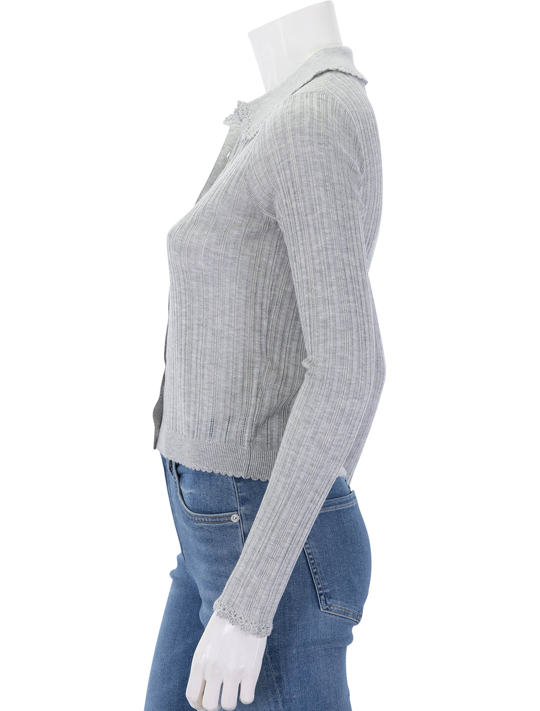 side view of lottie knit cardigan in slate