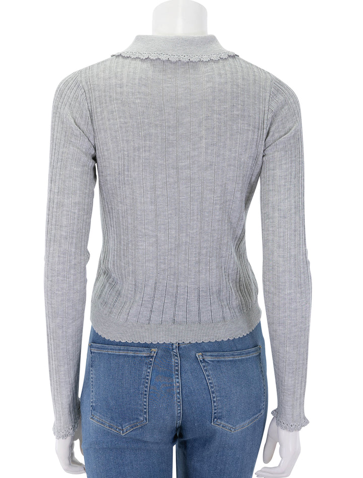 back view of lottie knit cardigan in slate