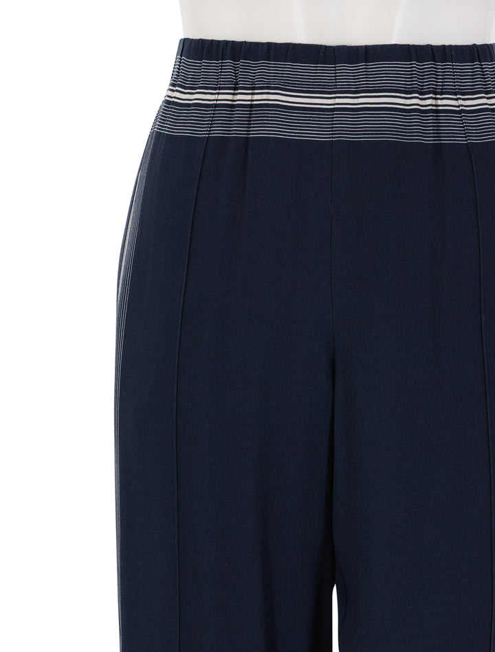 close up view of handkerchief stripe pull on pants in coastal and pale canyon