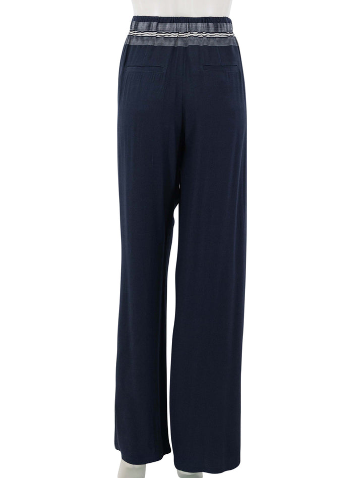 back view of handkerchief stripe pull on pants in coastal and pale canyon