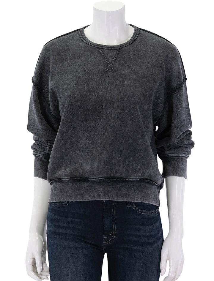 french terry pigment wash sweatshirt in black