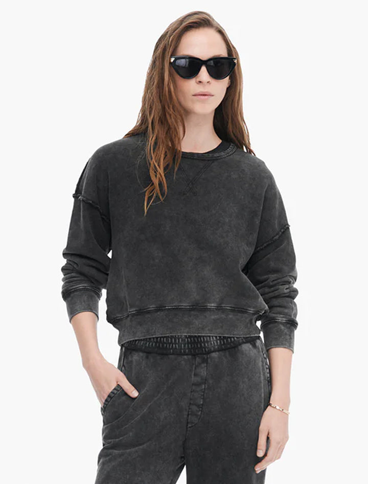 french terry pigment wash sweatshirt in black