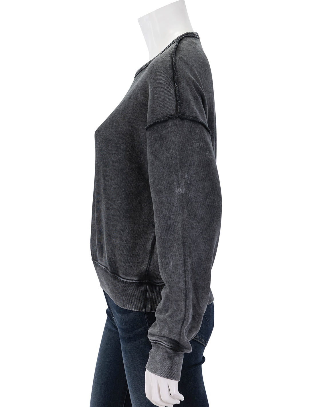 french terry pigment wash sweatshirt in black