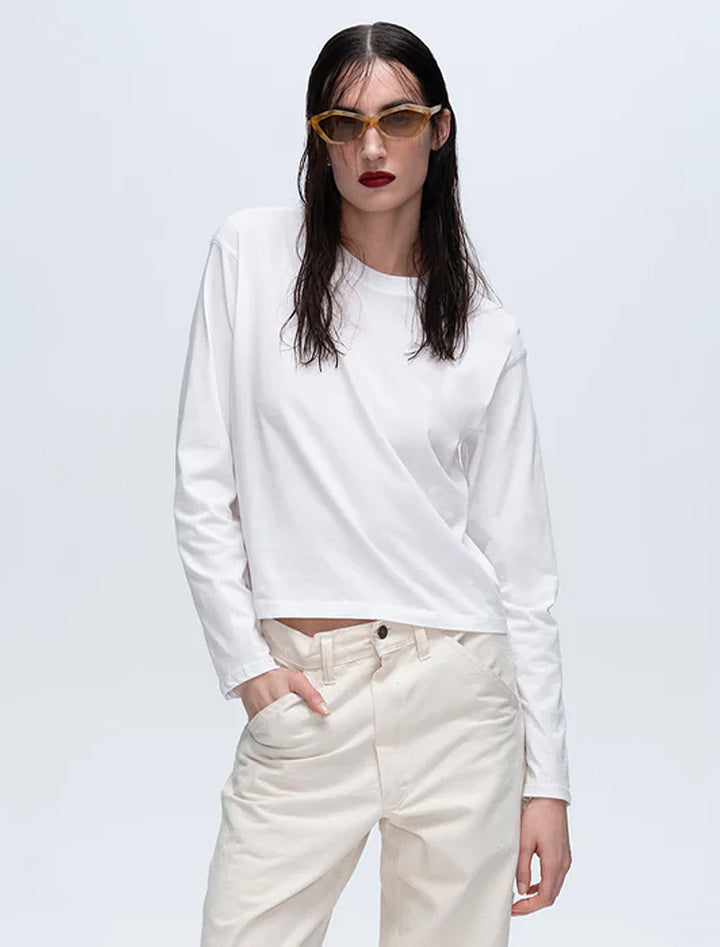 classic jersey long sleeve boy tee in white